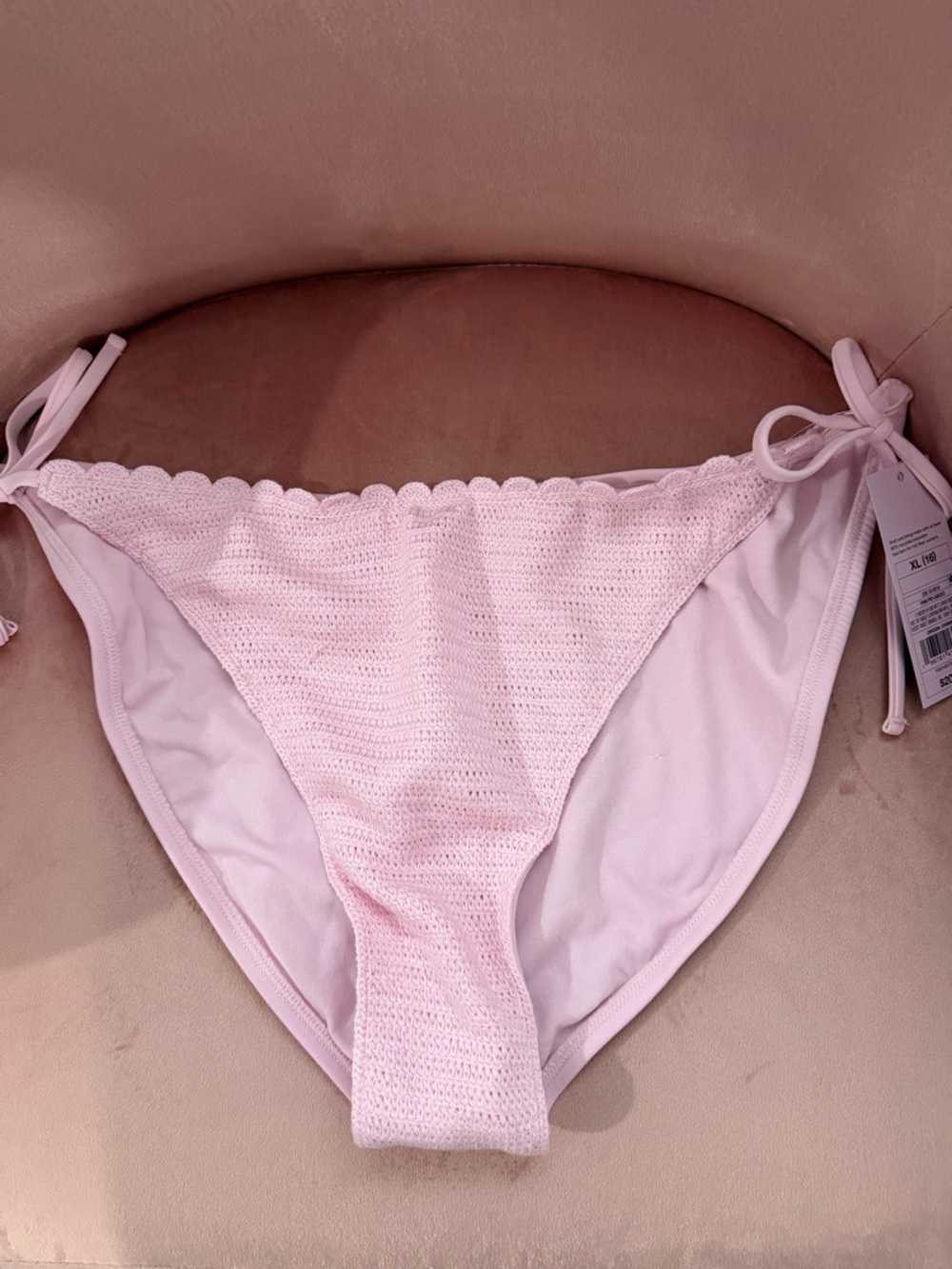 Light Pink Crochet Tie-Side Bikini Bottom
